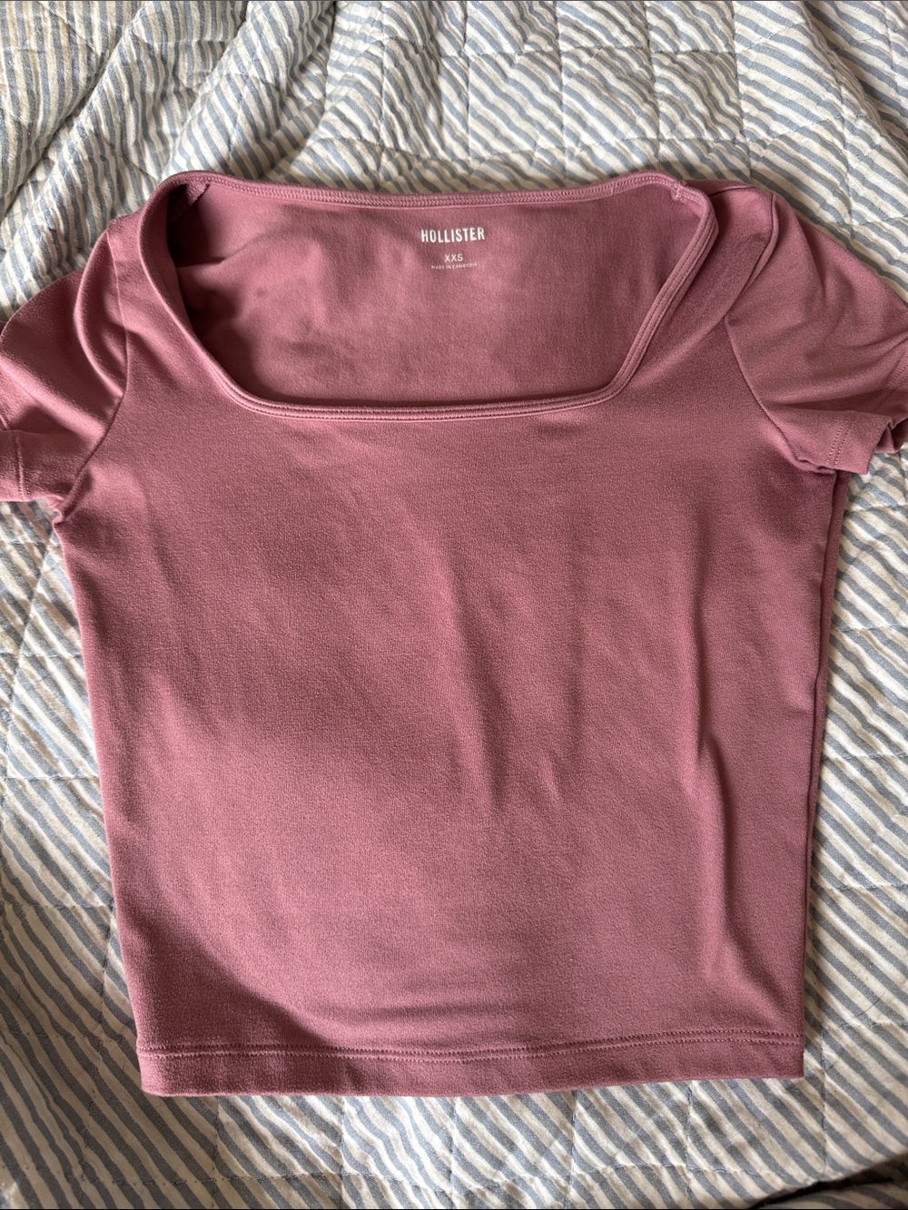 Hollister Women's Square Neck Crop Top - Dusty Rose